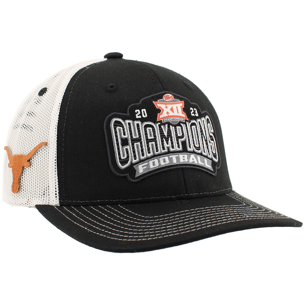 Men's Zephyr  Black/White Texas Longhorns 2023 Big 12 Football Conference Champions Locker Room Adjustable Trucker Hat