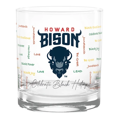 Howard Bison 14oz. Black History Month Rocks Glass