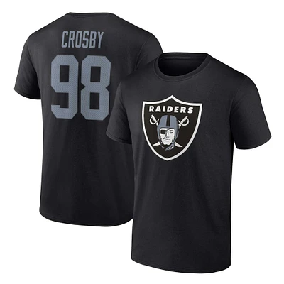 Men's Fanatics Maxx Crosby Black Las Vegas Raiders Player Icon Name & Number T-Shirt