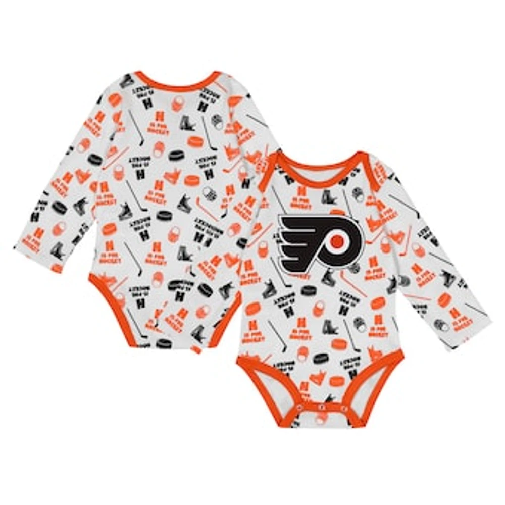 Infant White Philadelphia Flyers Quick Learner Long Sleeve Bodysuit