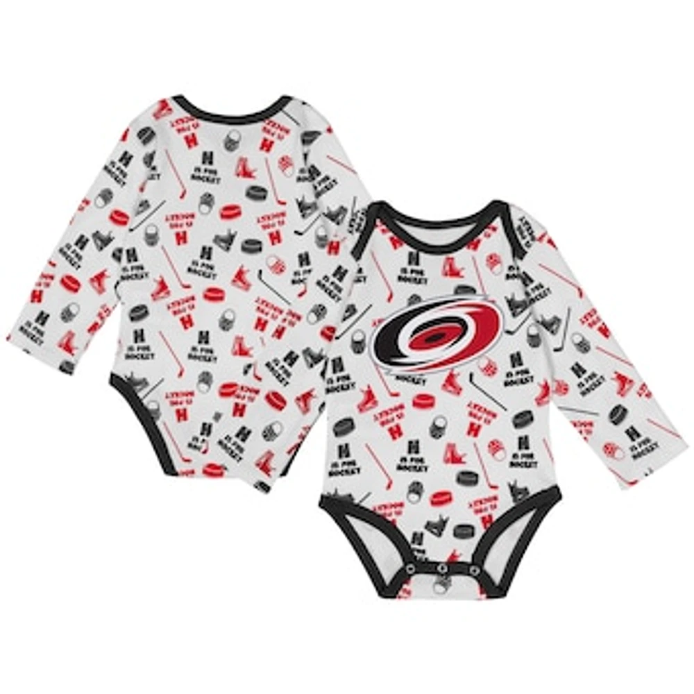 Infant White Carolina Hurricanes Quick Learner Long Sleeve Bodysuit