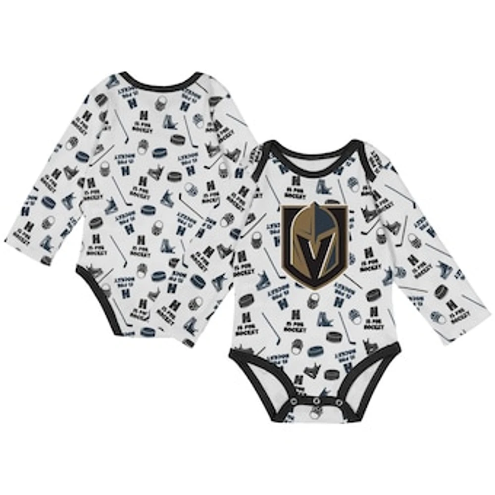 Infant White Vegas Golden Knights Quick Learner Long Sleeve Bodysuit