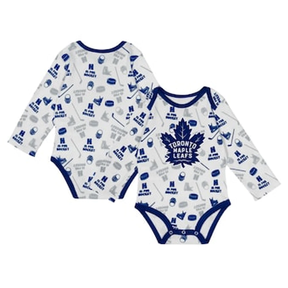 Infant White Toronto Maple Leafs Quick Learner Long Sleeve Bodysuit