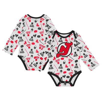 Infant White New Jersey Devils Quick Learner Long Sleeve Bodysuit