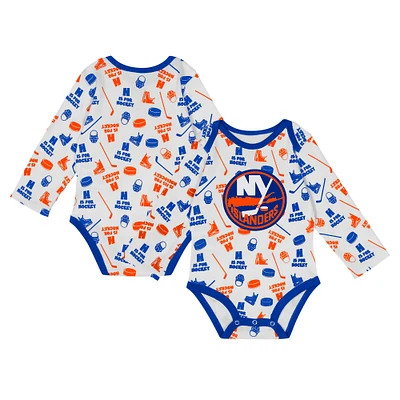 Infant White New York Islanders Quick Learner Long Sleeve Bodysuit