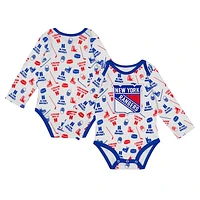 Infant White New York Rangers Quick Learner Long Sleeve Bodysuit