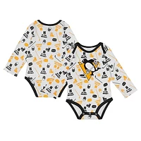 Infant White Pittsburgh Penguins Quick Learner Long Sleeve Bodysuit