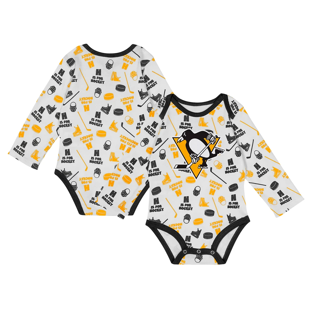 Infant White Pittsburgh Penguins Quick Learner Long Sleeve Bodysuit