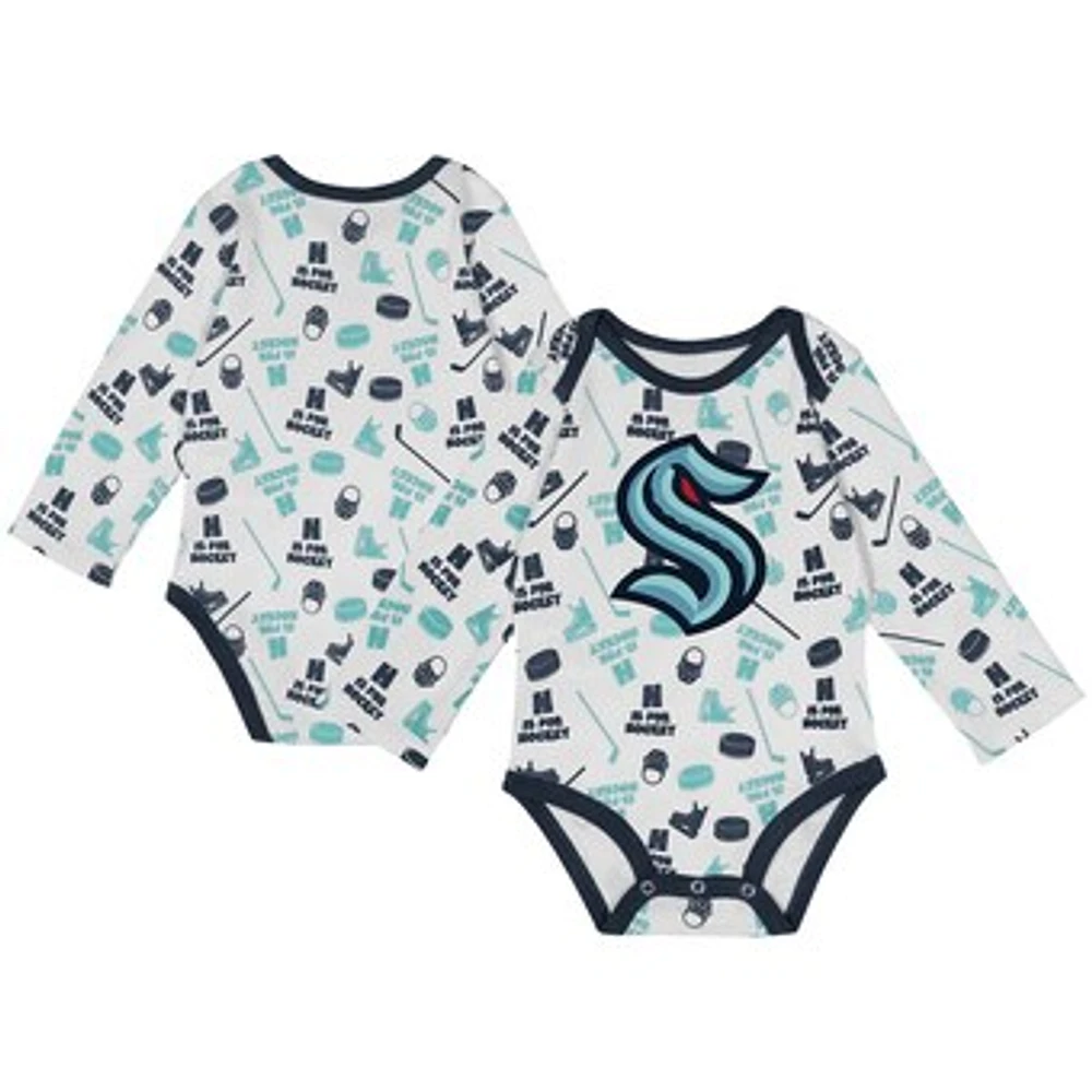 Infant White Seattle Kraken Quick Learner Long Sleeve Bodysuit