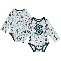 Infant White Seattle Kraken Quick Learner Long Sleeve Bodysuit