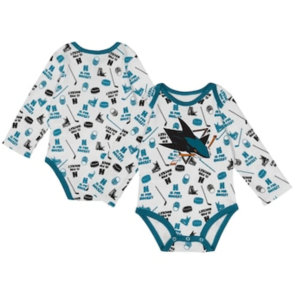 Infant White San Jose Sharks Quick Learner Long Sleeve Bodysuit