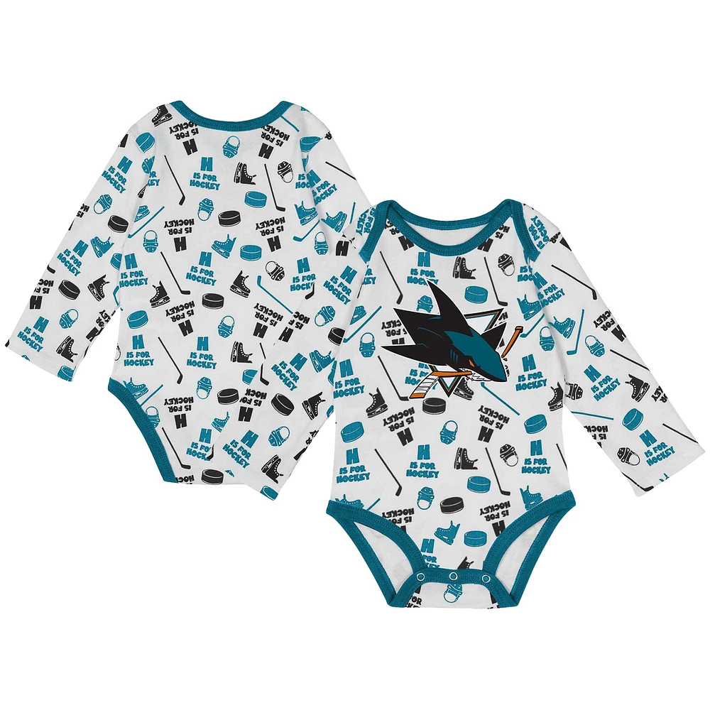 Infant White San Jose Sharks Quick Learner Long Sleeve Bodysuit