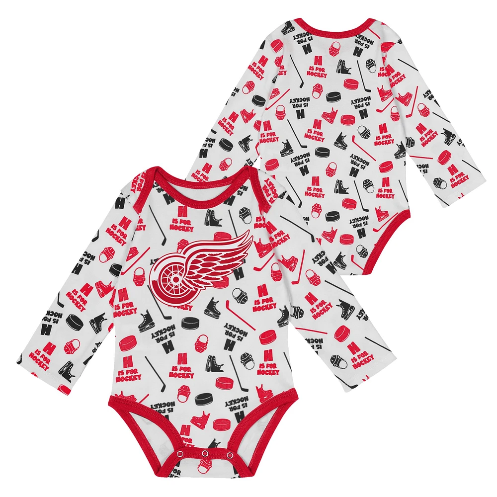 Infant White Detroit Red Wings Quick Learner Long Sleeve Bodysuit