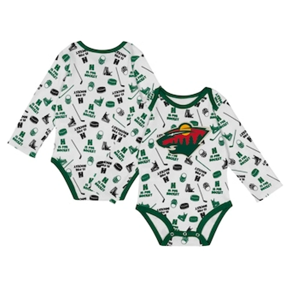 Infant White Minnesota Wild Quick Learner Long Sleeve Bodysuit