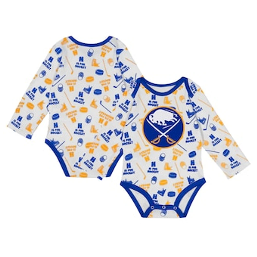 Infant White Buffalo Sabres Quick Learner Long Sleeve Bodysuit