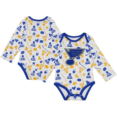 Infant White St. Louis Blues Quick Learner Long Sleeve Bodysuit