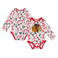 Infant White Chicago Blackhawks Quick Learner Long Sleeve Bodysuit