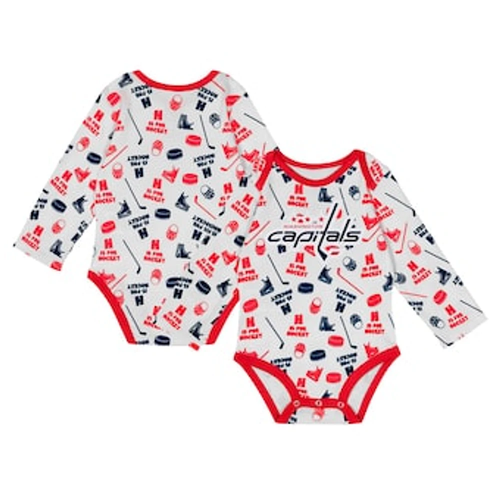 Infant White Washington Capitals Quick Learner Long Sleeve Bodysuit