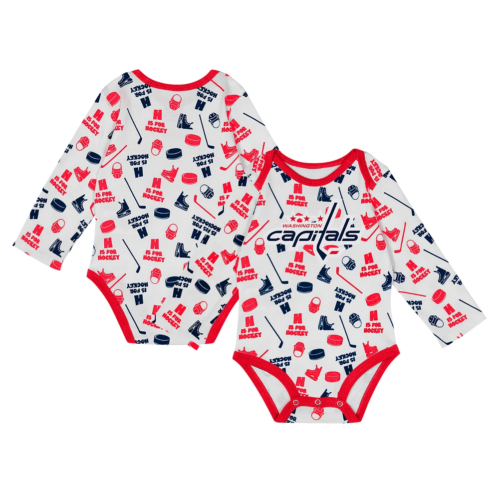 Infant White Washington Capitals Quick Learner Long Sleeve Bodysuit