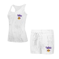 Women's Concepts Sport White Los Angeles Lakers Quartz Tank Top & Shorts Set