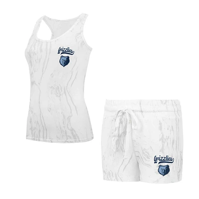 Women's Concepts Sport White Memphis Grizzlies Quartz Tank Top & Shorts Set