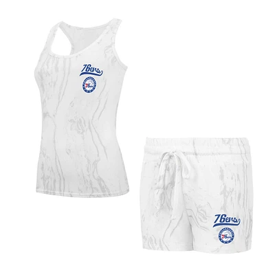 Women's Concepts Sport White Philadelphia 76ers Quartz Tank Top & Shorts Set