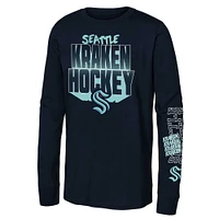 Youth Deep Sea Blue Seattle Kraken Standout Long Sleeve T-Shirt