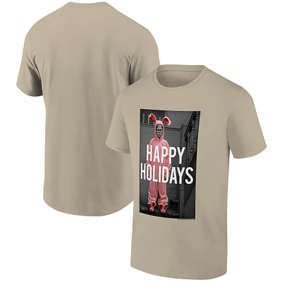 Men's Ripple Junction Tan A Christmas Story Pink Bunny Holiday Graphic T-Shirt