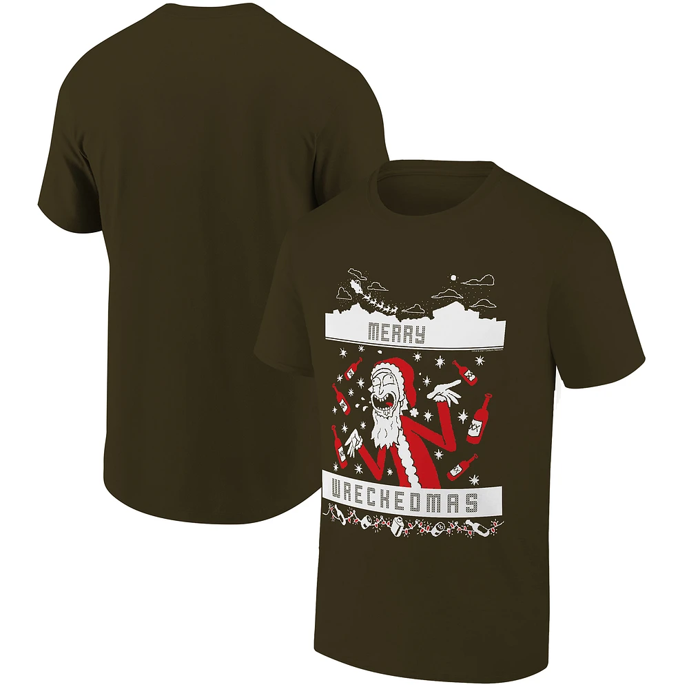 Men's Ripple Junction Olive Brown Rick And Morty Holiday Graphic T-Shirt