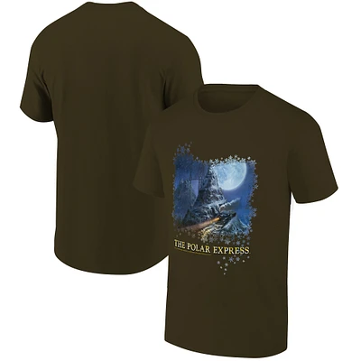 Men's Ripple Junction Olive Brown The Polar Express  Holiday Graphic T-Shirt