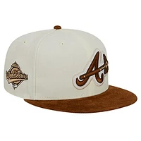 Men's New Era Cream Atlanta Braves Chrome Corduroy Visor 59FIFTY Fitted Hat