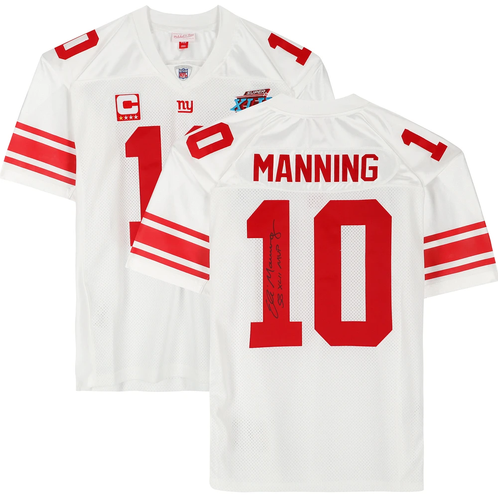 Eli Manning New York Giants Autographed Super Bowl XLII White Mitchell & Ness Authentic Jersey with "SB XLII MVP" Inscription