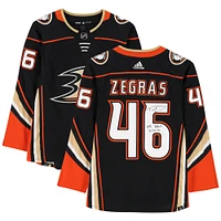 Trevor Zegras Anaheim Ducks Autographed Black Adidas Authentic Jersey with "NHL Debut 2/22/21" Inscription