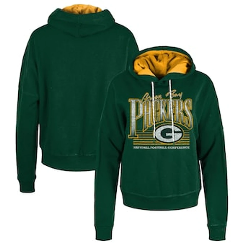 Women's New Era Green Green Bay Packers Boxy Pullover Hoodie