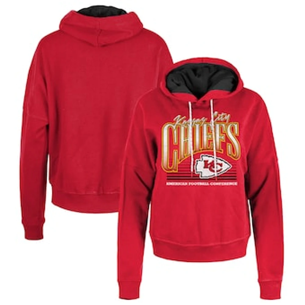 Women's New Era Red Kansas City Chiefs Boxy Pullover Hoodie