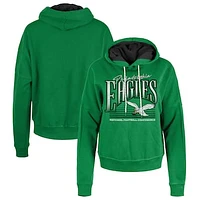 Women's New Era Kelly Green Philadelphia Eagles Throwback Boxy Pullover Hoodie