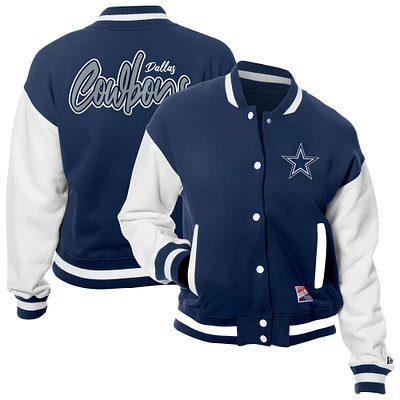 Women's New Era Navy Dallas Cowboys  Fleece Full-Snap Jacket