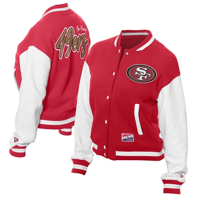 Women's New Era Scarlet San Francisco 49ers  Fleece Full-Snap Jacket