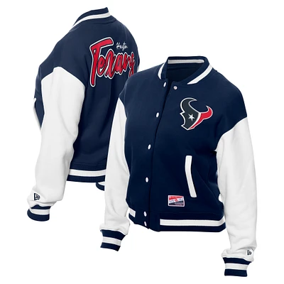 Women's New Era Navy Houston Texans  Fleece Full-Snap Jacket