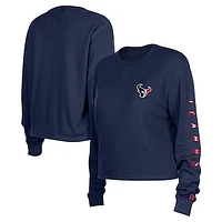 Women's New Era  Navy Houston Texans Thermal Crop Long Sleeve T-Shirt