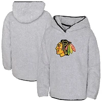 Girls Youth  Heather Gray Chicago Blackhawks Ultimate Teddy Fleece Pullover Hoodie