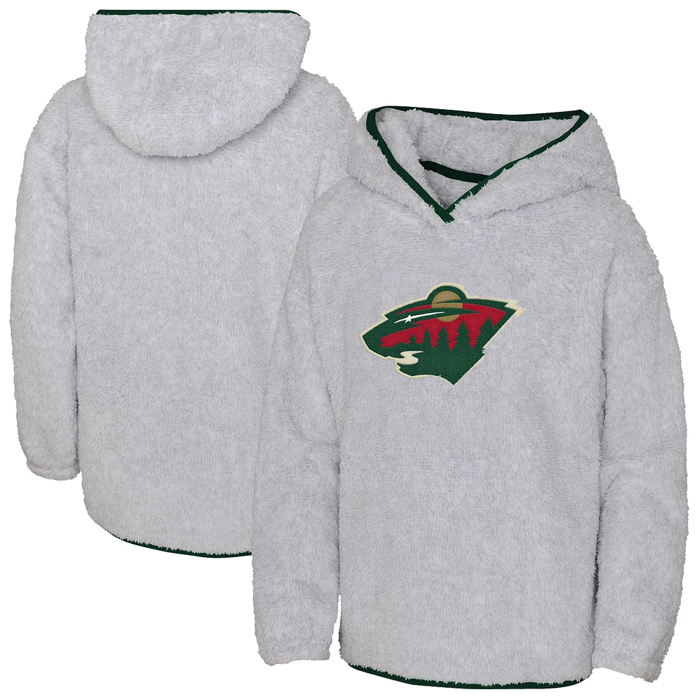 Girls Youth  Heather Gray Minnesota Wild Ultimate Teddy Fleece Pullover Hoodie