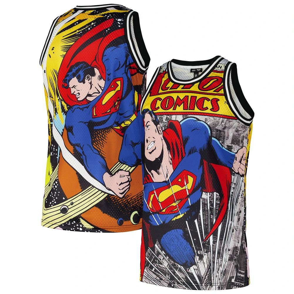Men's Yellow Superman Graphic Basketball Jersey