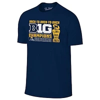 Men's Original Retro Brand Navy Michigan Wolverines Back-to-Back-to-Back Big Ten Conference Champions T-Shirt