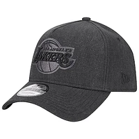 Men's New Era Black Los Angeles Lakers Injection Logo Essentials Canvas 9FORTY A-Frame Adjustable Hat