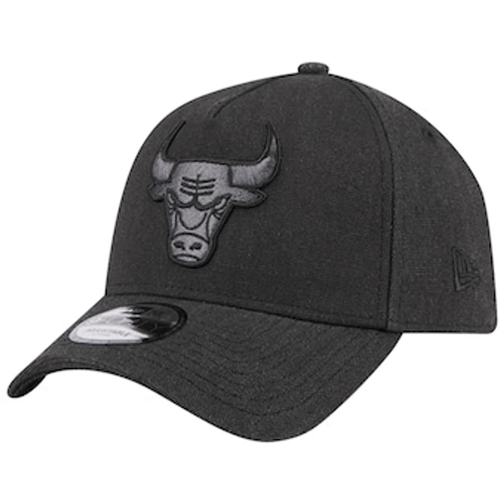 Men's New Era Black Chicago Bulls Injection Logo Essentials Canvas 9FORTY A-Frame Adjustable Hat