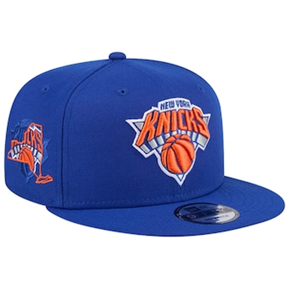 Men's New Era Blue New York Knicks Injection State Outline 9FIFTY Snapback Hat