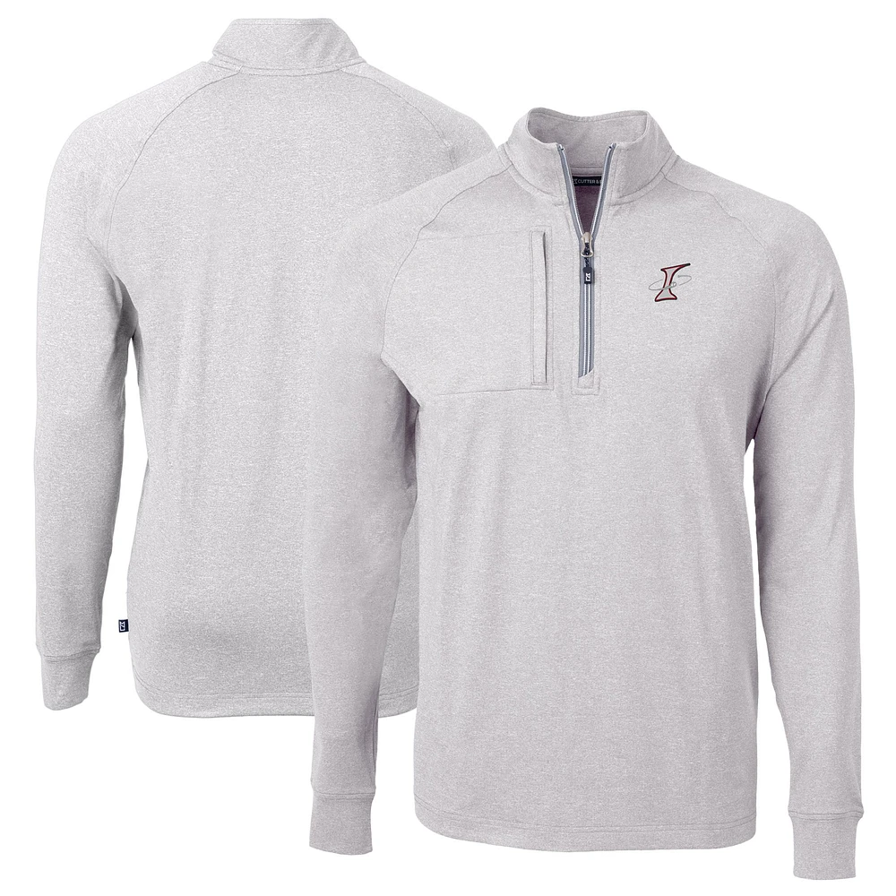 Men's Cutter & Buck Heather Gray Albuquerque Isotopes Adapt Eco Knit Big Tall Quarter-Zip Pullover Top