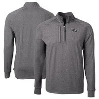 Men's Cutter & Buck  Heather Black Rocket City Trash Pandas Adapt Eco Knit Big Tall Quarter-Zip Pullover Top