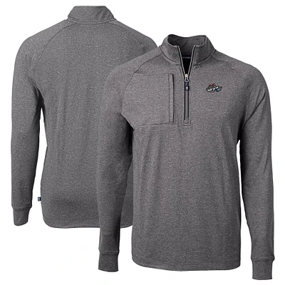 Men's Cutter & Buck  Heather Black Rocket City Trash Pandas Adapt Eco Knit Big Tall Quarter-Zip Pullover Top